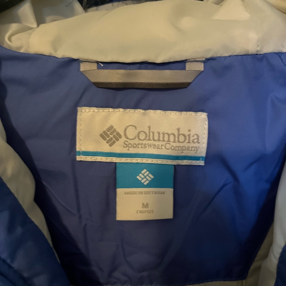 Girls Columbia Blue Fitted Puffer with Faux Fur Hood sz Med - Picture 5 of 12